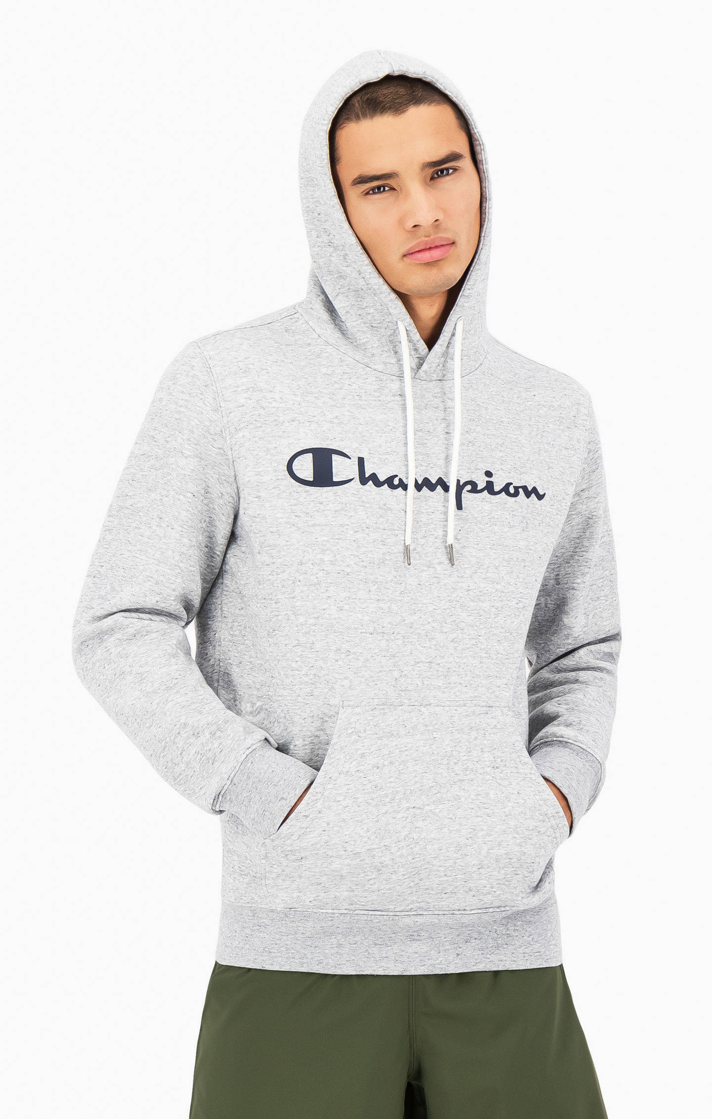 men's champion script logo pullover hoodie