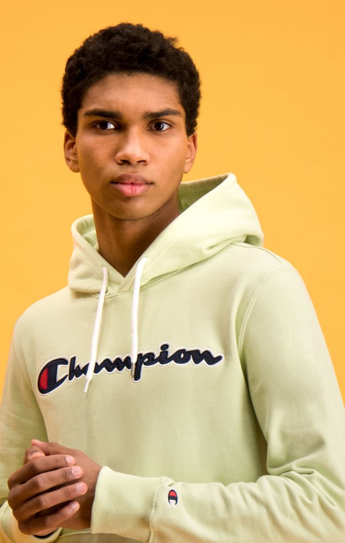 champion satin script hoodie sweatshirt