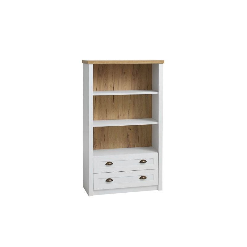 Bookcase Markskel 2 Drawers White Oak, White Open Bookcase With Drawers
