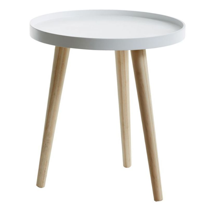 End Table Corner Table Bakkebjerg 40 Cm Dia White Natural