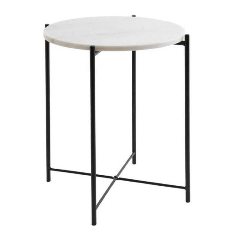 End Table Haarby Corner Table 45cm Dia Marble Black